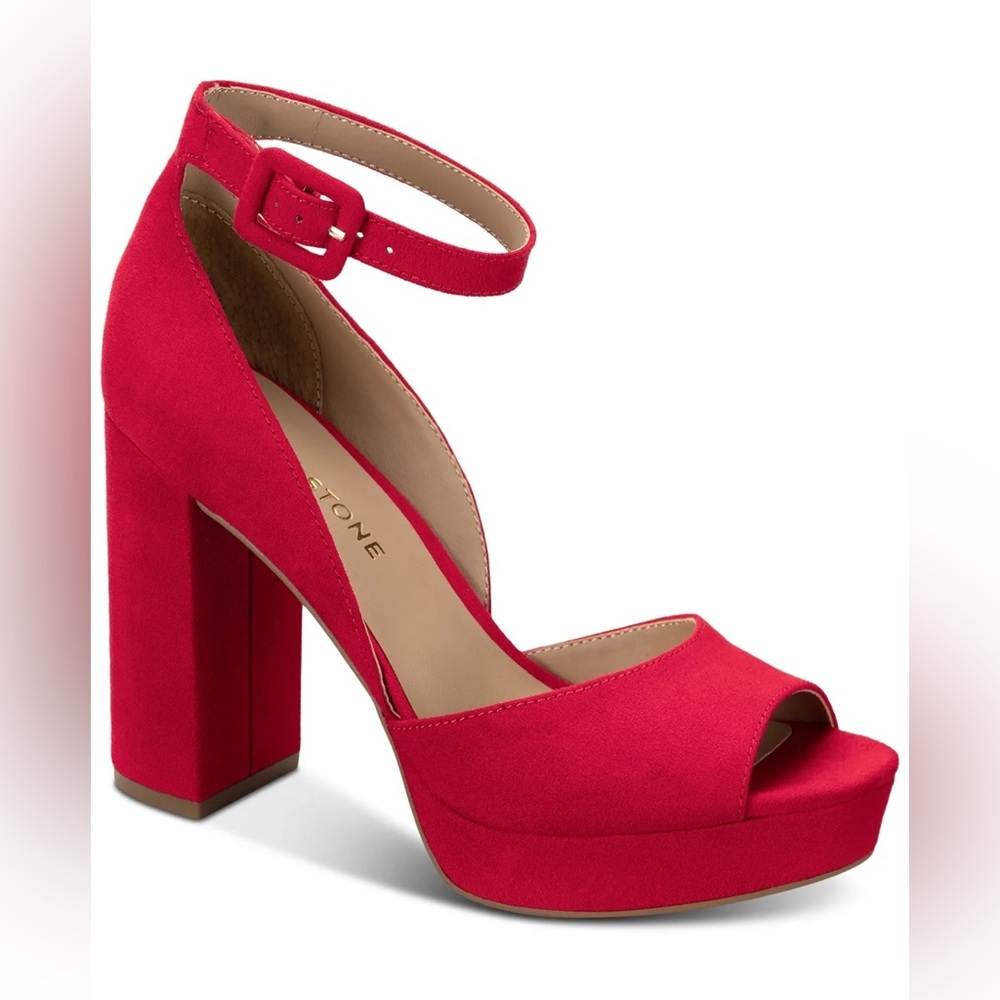 Sun Stone Reemaa Women’s Block-Heel Sandals Red Micro 10.5 new with tags